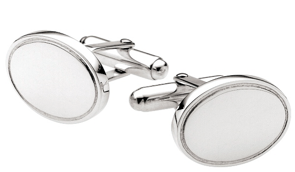 Manschettenknöpfe 925 Silber oval mit Rand