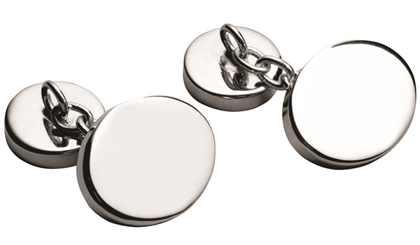 Manschettenknöpfe 925 Silber oval massiv mit Kette