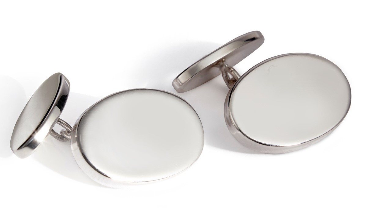 Manschettenknöpfe 925 Silber oval mit Kette