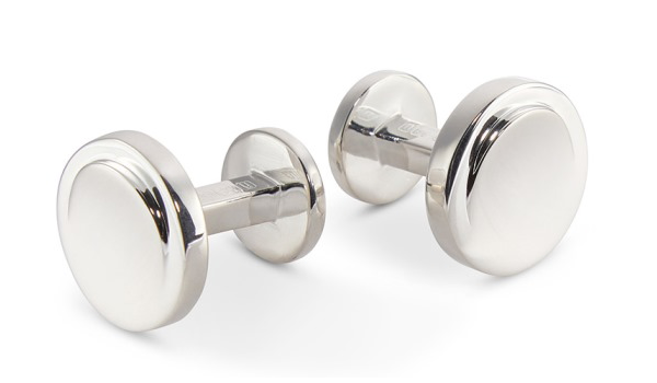 Manschettenknöpfe 925 Silber rund massiv m. Stufe